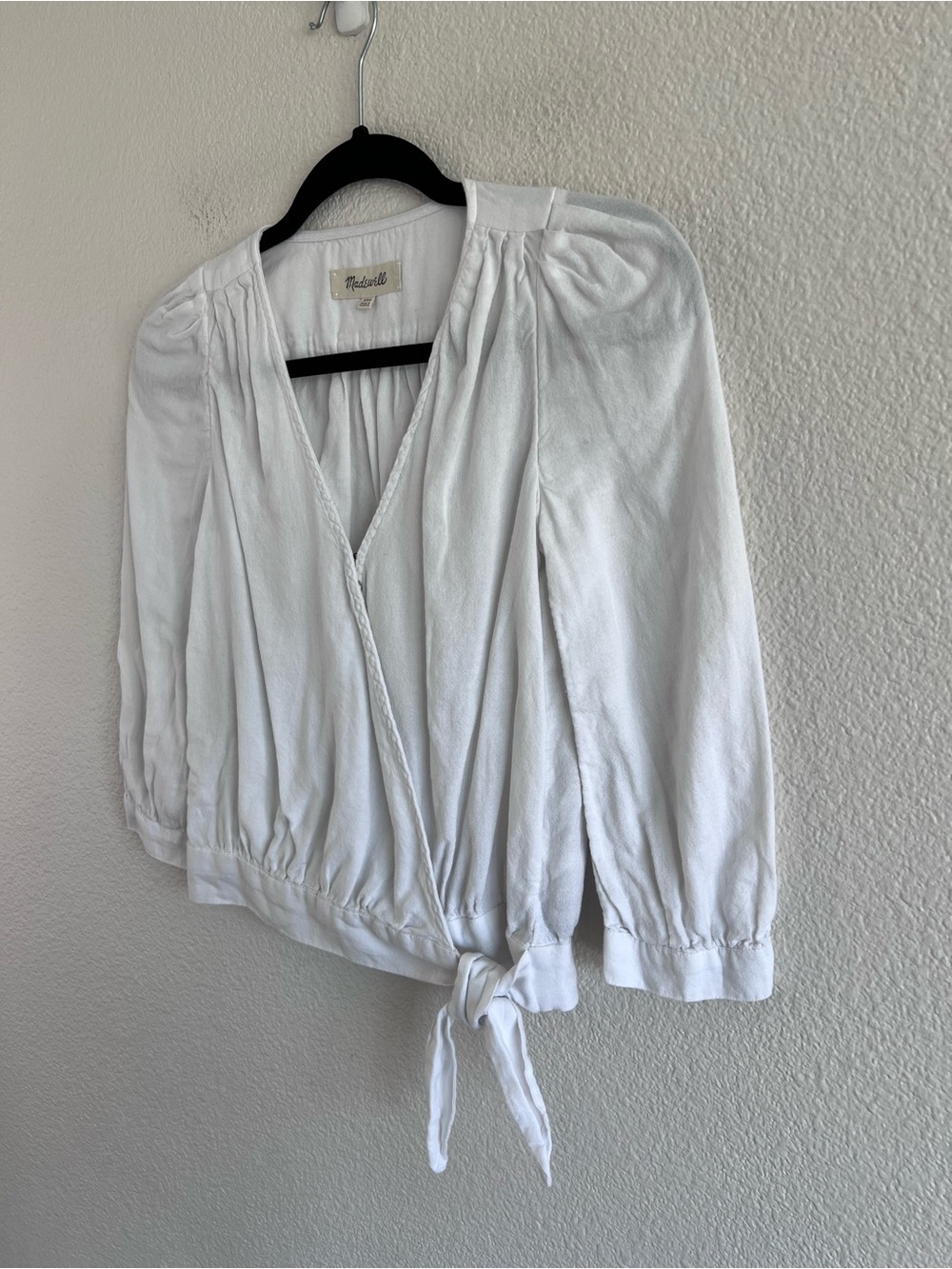 Madewell Women's Wrap Top in Eyelet White Cropped - Picture 4 of 10